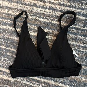 Aerie Black Ribbed Bikini Top